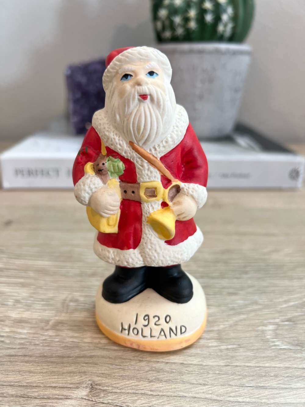 Ceramic Santa Figurine Marked 1920 Holland Hand Painted Holiday Decor